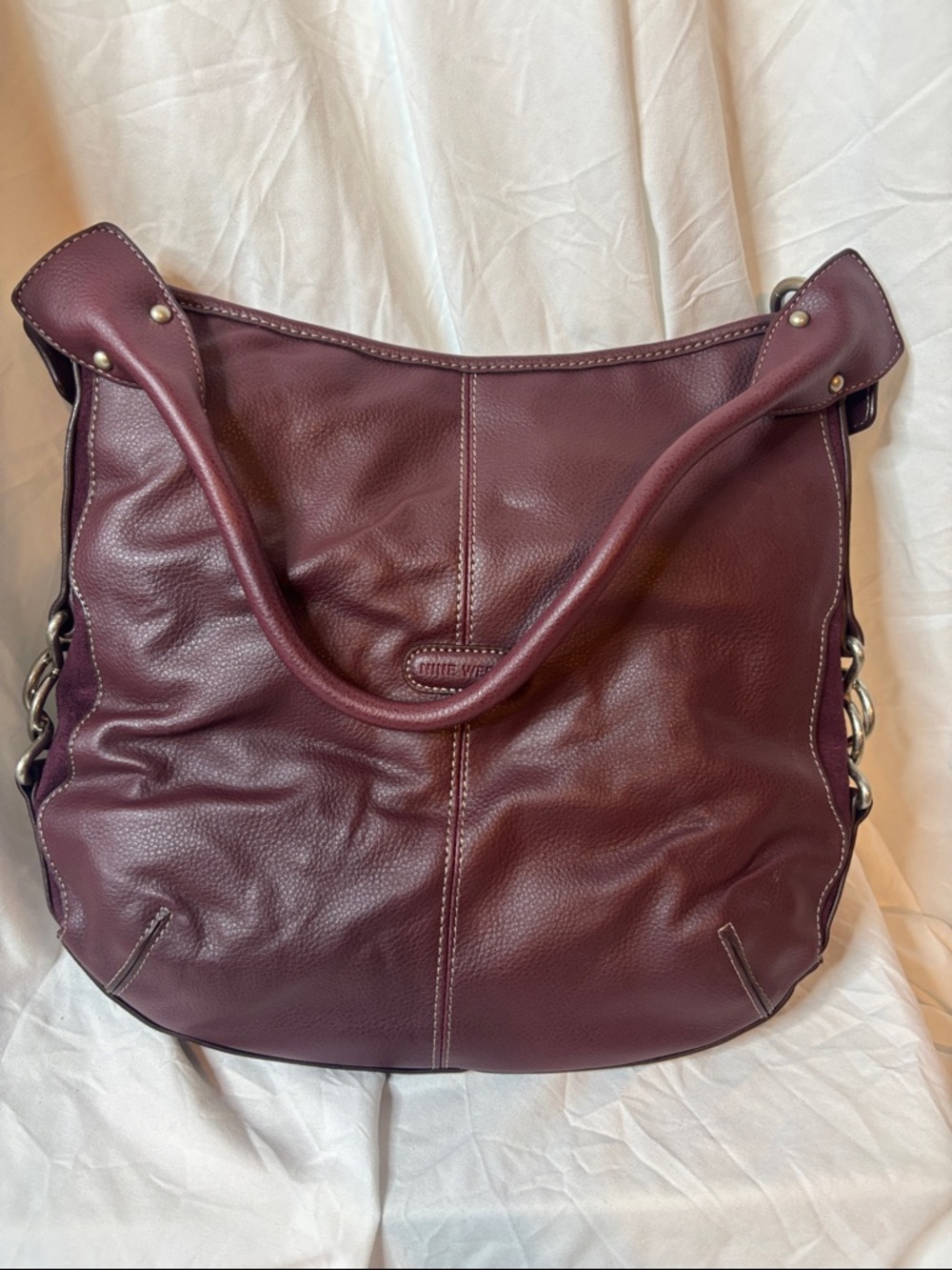 Nine West Leather Shoulder Bag in Deep Burgundy